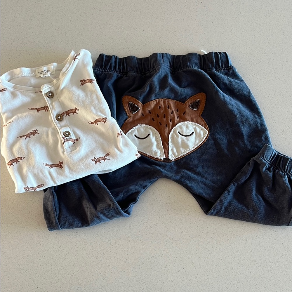 Cute Fox Print Baby Onesie